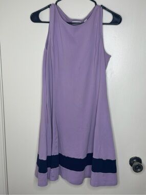 New York & Company Lavender Fit & Flare Dress Size L Pockets Contrast Hem